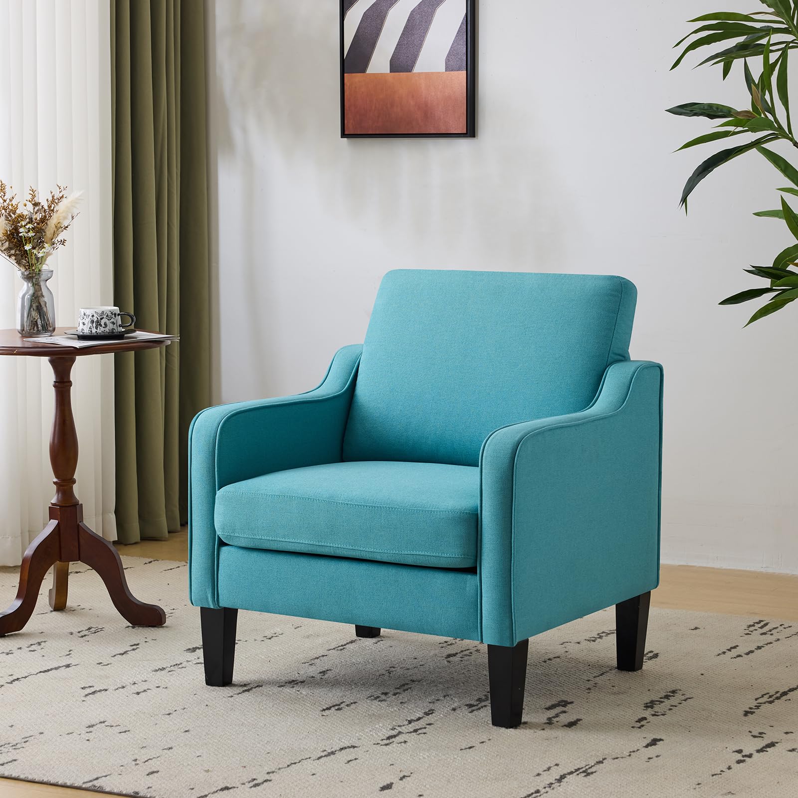 VINGLI Accent Chair for Living Room Chairs Light Brown Reading Chair for Bedroom Scooped Arm Chair Mid Century Modern Accent Chairs Upholstered Comfy Chair for Apartment, Waiting Room