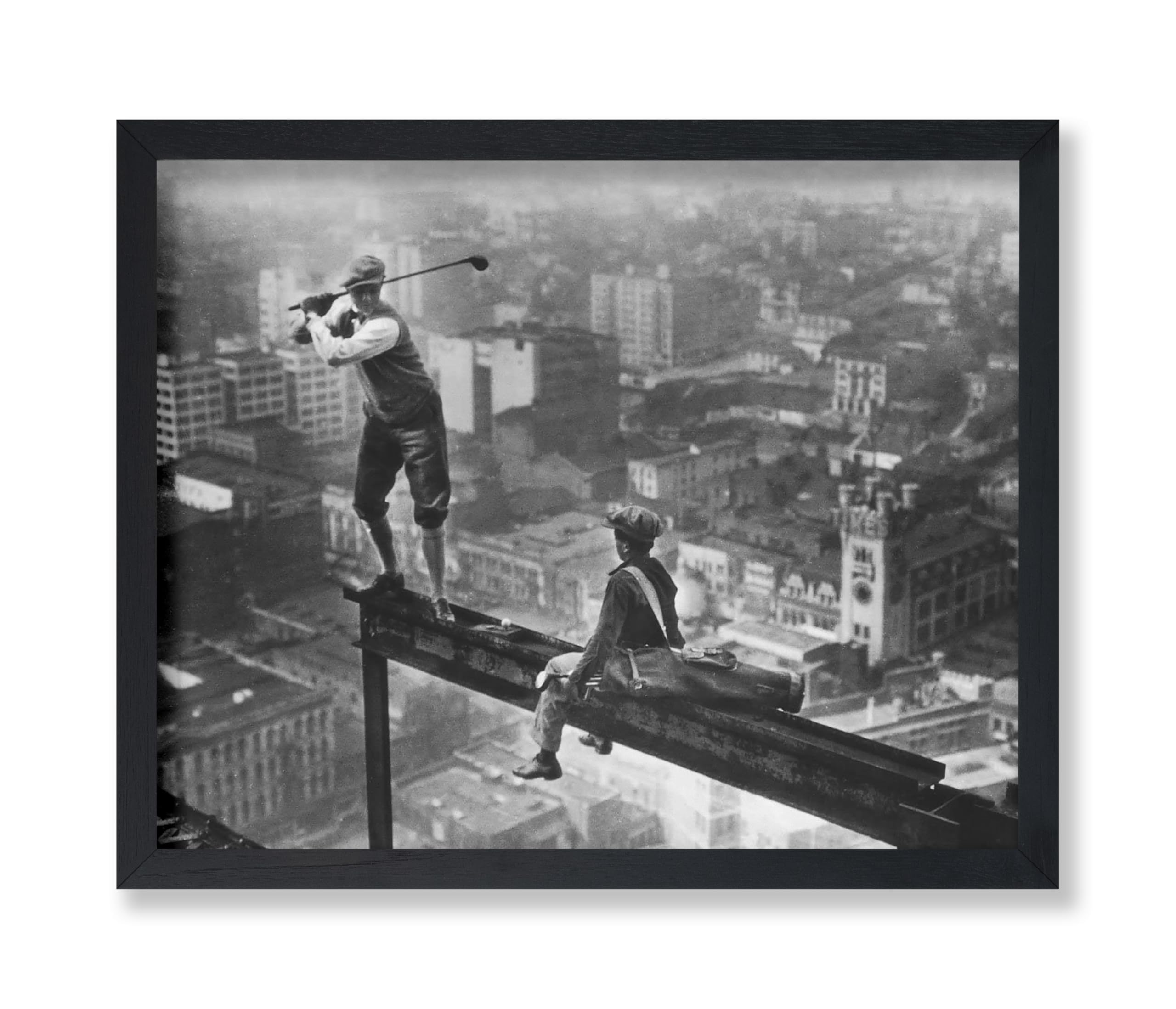Poster Master Vintage Photograph Poster - Retro Funny Print - Gift for Artist, Friend - Play Golf Free, While Having Your Suit Pressed, Men - Wall Decor for Home, Office, 16x20 Beige Framed