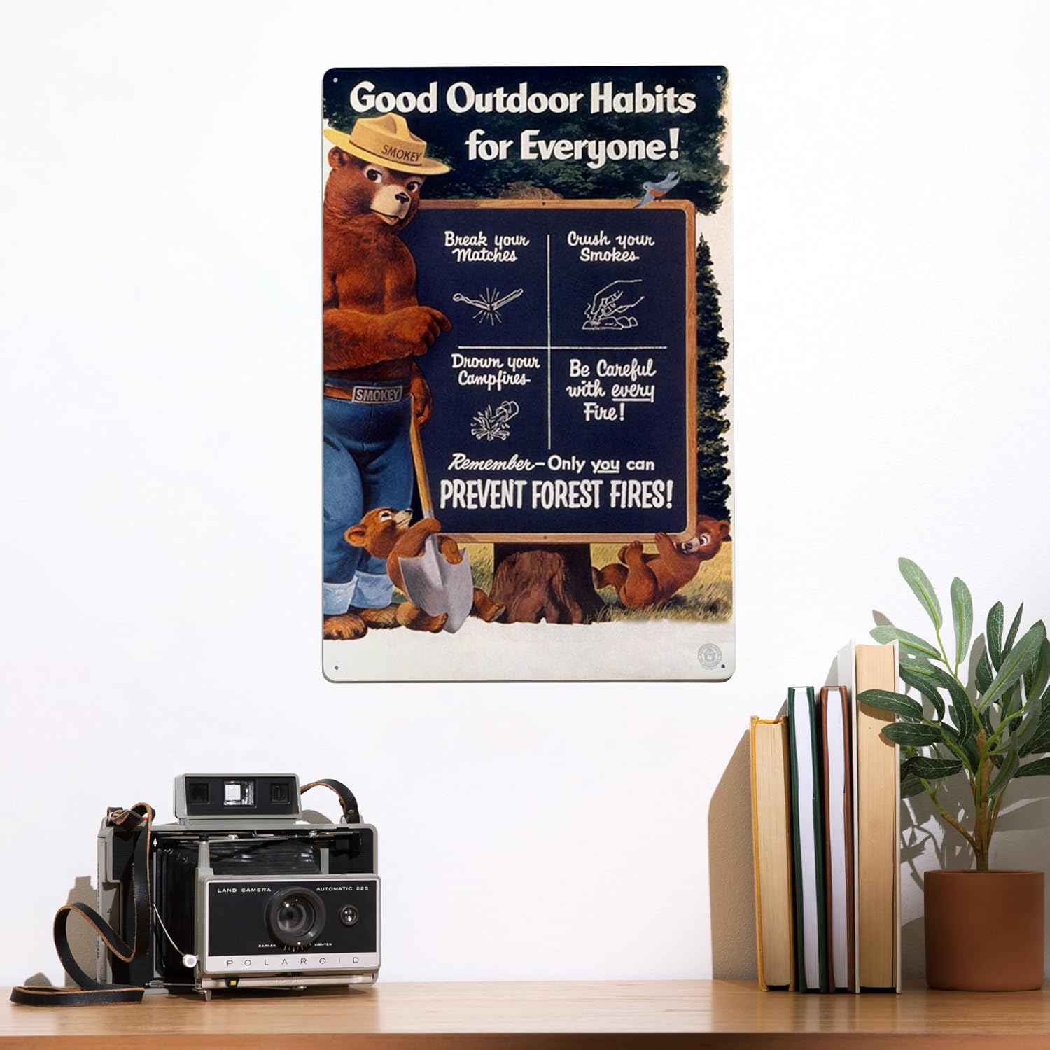 Lantern Press Smokey Bear, Good Outdoor Habits, Vintage Poster, 12x18 Inch Aluminum Sign, Indoor or Outdoor Use