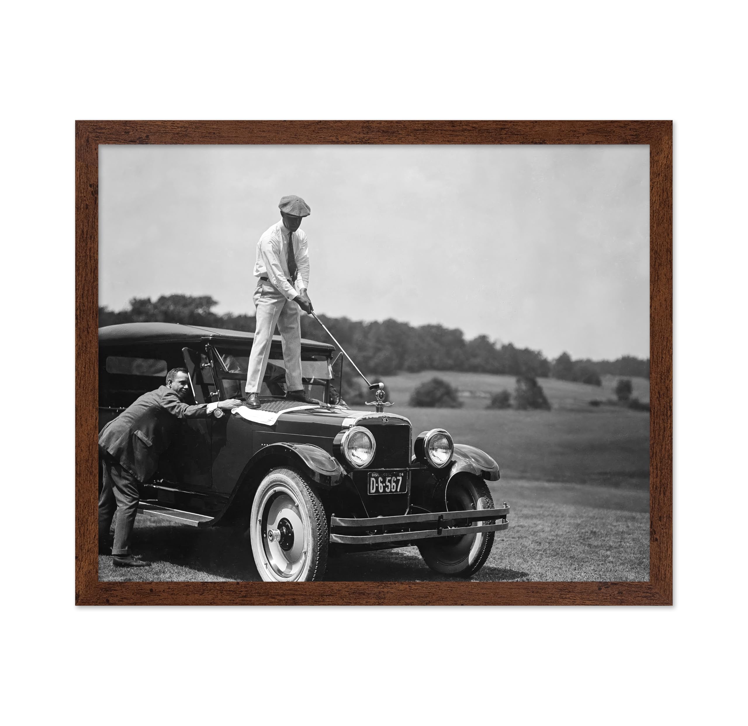 Poster Master Vintage Photograph Poster - Retro Funny Print - Gift for Artist, Friend - Play Golf Free, While Having Your Suit Pressed, Men - Wall Decor for Home, Office, 16x20 Beige Framed