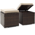 Tangkula 2 Pieces Outdoor Patio Ottoman, All Weather Rattan Wicker Ottoman Seat, Patio Rattan Furniture, Outdoor Footstool Footrest Seat w/Removable Cushions