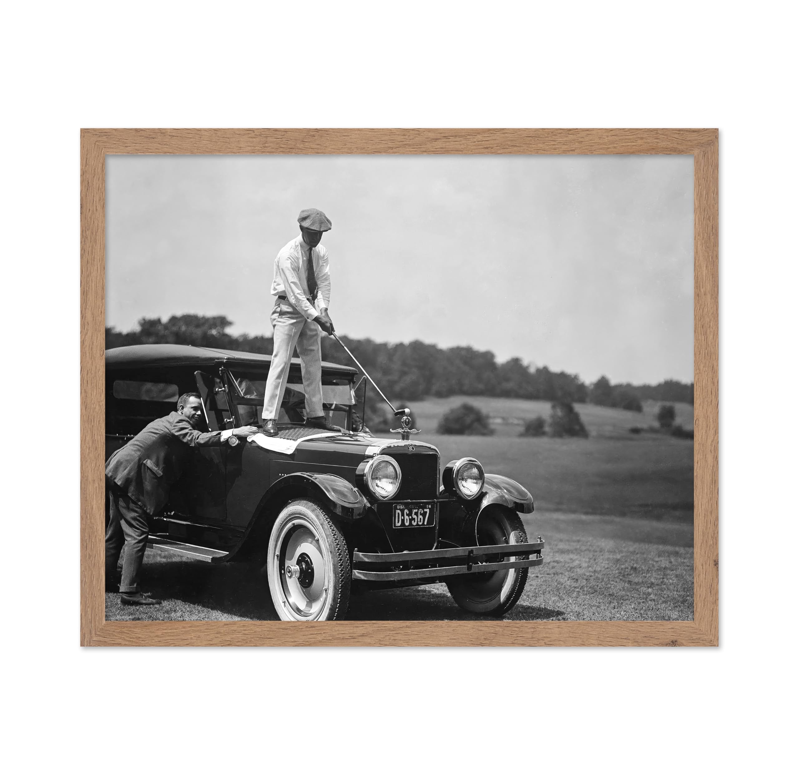 Poster Master Vintage Photograph Poster - Retro Funny Print - Gift for Artist, Friend - Play Golf Free, While Having Your Suit Pressed, Men - Wall Decor for Home, Office, 16x20 Beige Framed