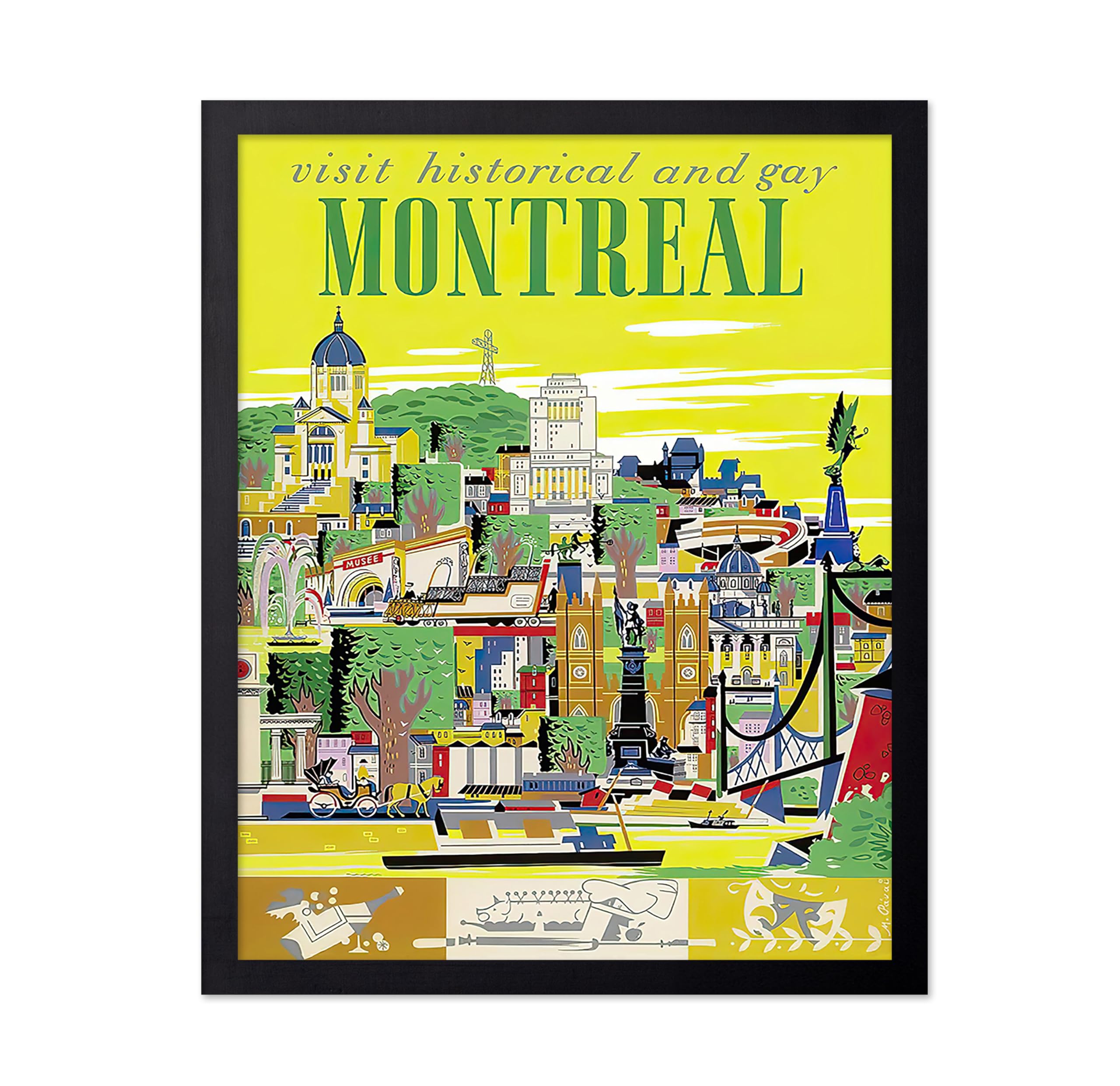 Poster Master Vintage Travel Poster - Retro London Print - Clock Tower Art - Gift for Him, Her, Travel Lover - Colorful Wall Decor for Bedroom, Living Room, Office, 8x10 Black Framed