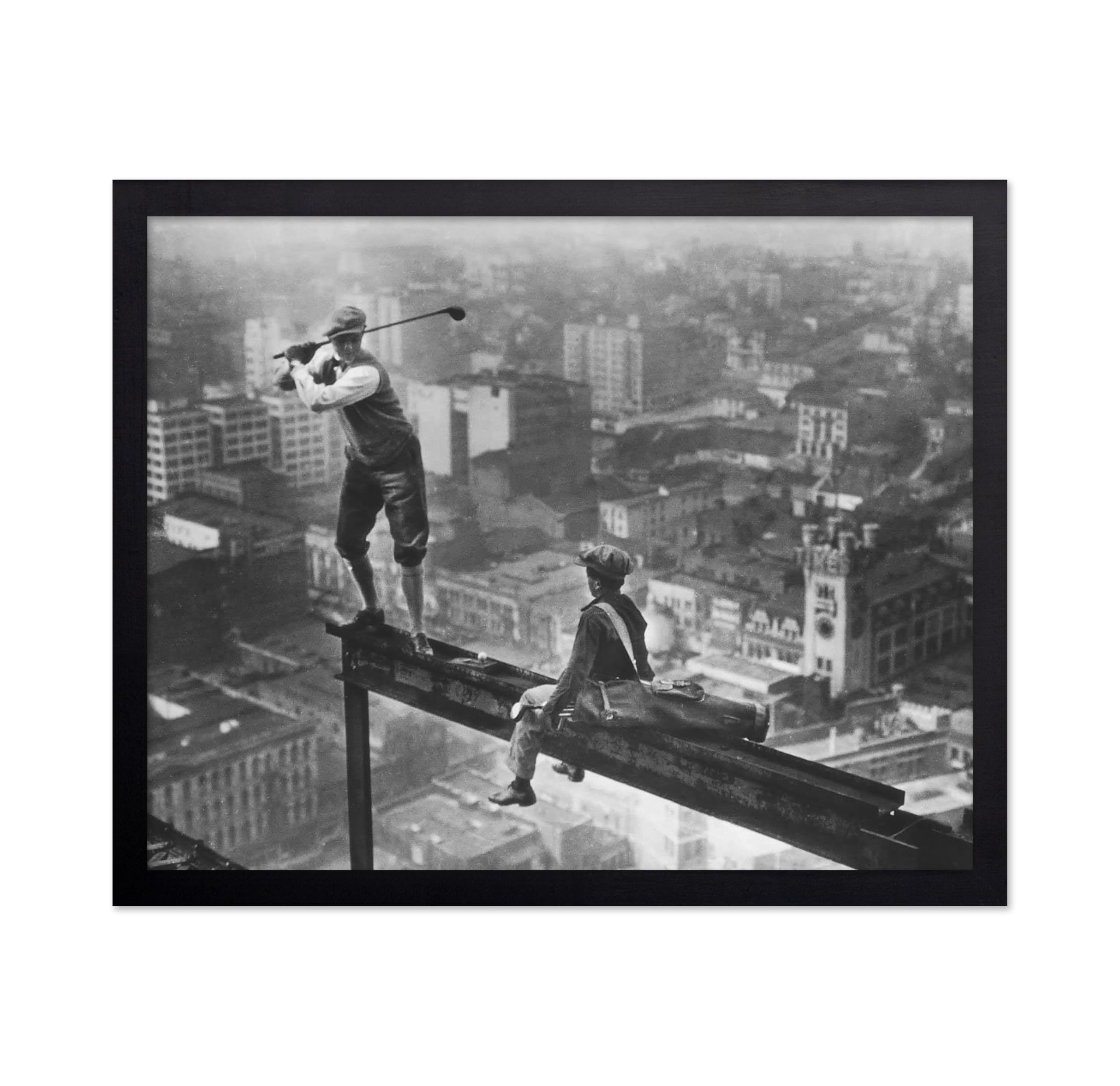 Poster Master Vintage Photograph Poster - Retro Funny Print - Gift for Artist, Friend - Play Golf Free, While Having Your Suit Pressed, Men - Wall Decor for Home, Office, 16x20 Beige Framed