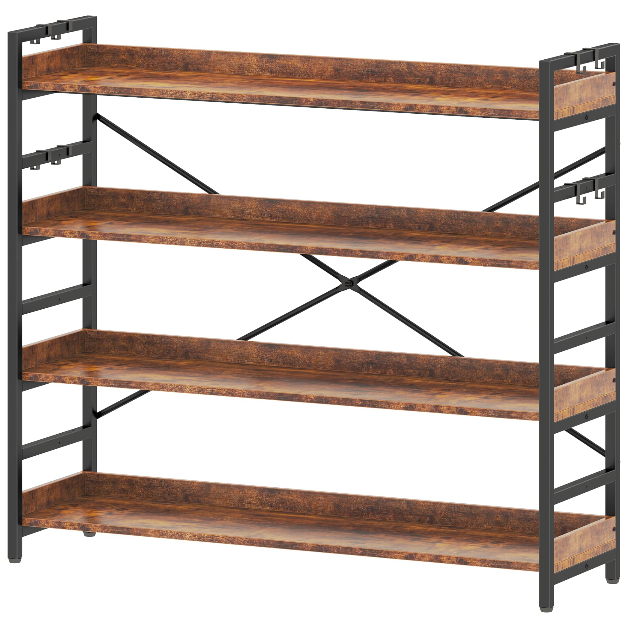 HCHQHS 6 Tier Bookshelf, Adjustable Industrial Bookcase, Vertical Tall Book Shelf, Wood and Black Metal Open Bookshelves for Home Office, Living Room, Bedroom, 70 Inch