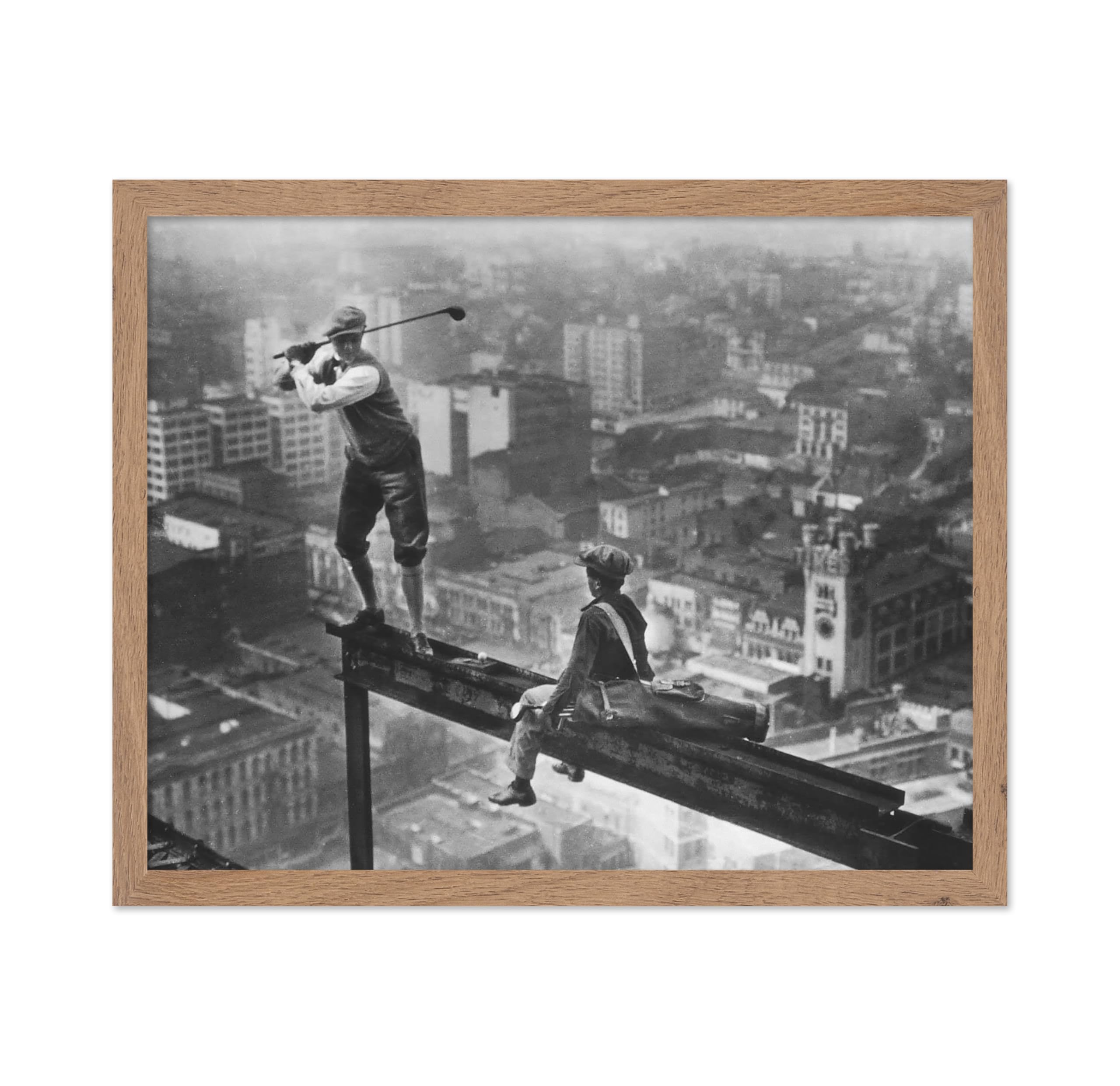 Poster Master Vintage Photograph Poster - Retro Funny Print - Gift for Artist, Friend - Play Golf Free, While Having Your Suit Pressed, Men - Wall Decor for Home, Office, 16x20 Beige Framed