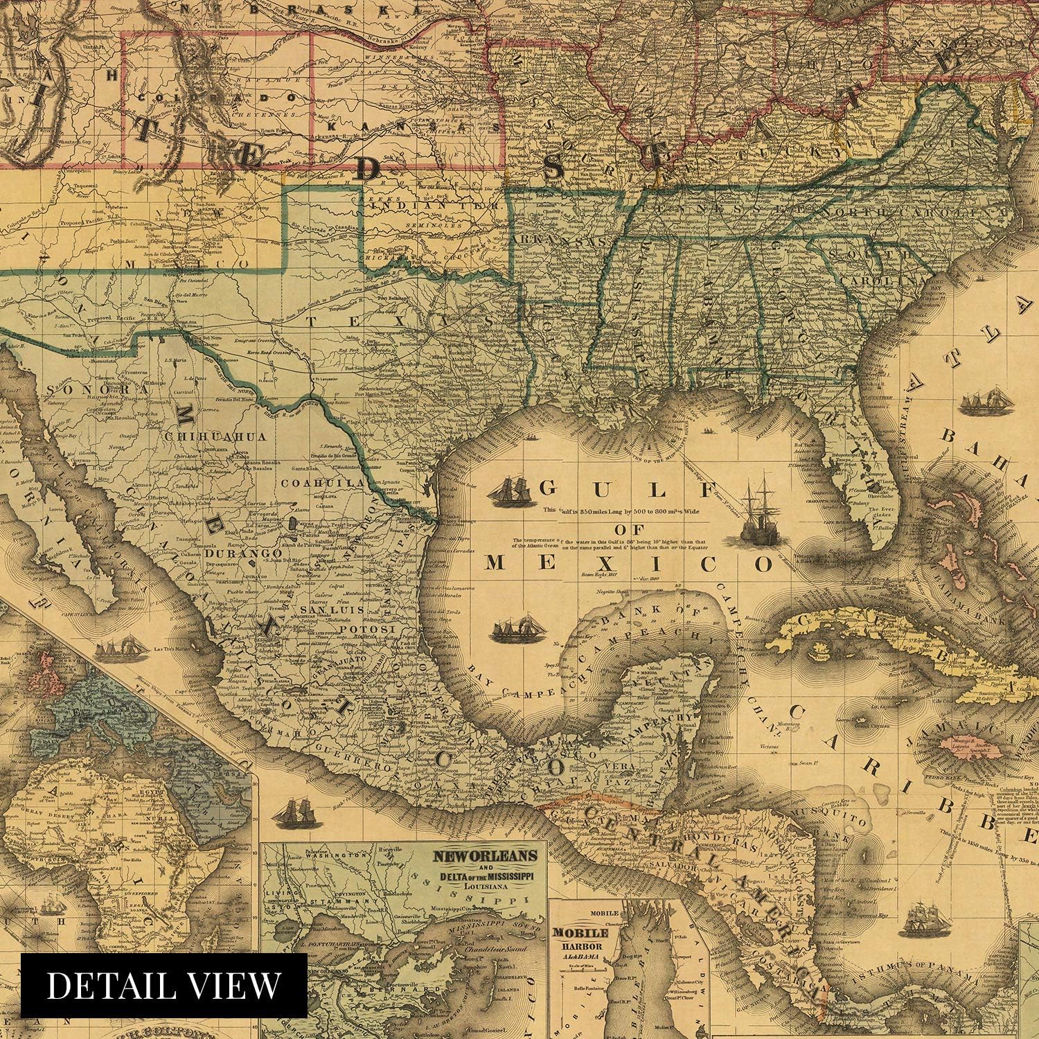 HISTORIX Vintage 1862 United States Railroad & Military Map – 18x24 Inch Civil War Era Poster Featuring USA, Mexico & West Indies – Historical Wall Art for US History Lovers (2 Sizes)