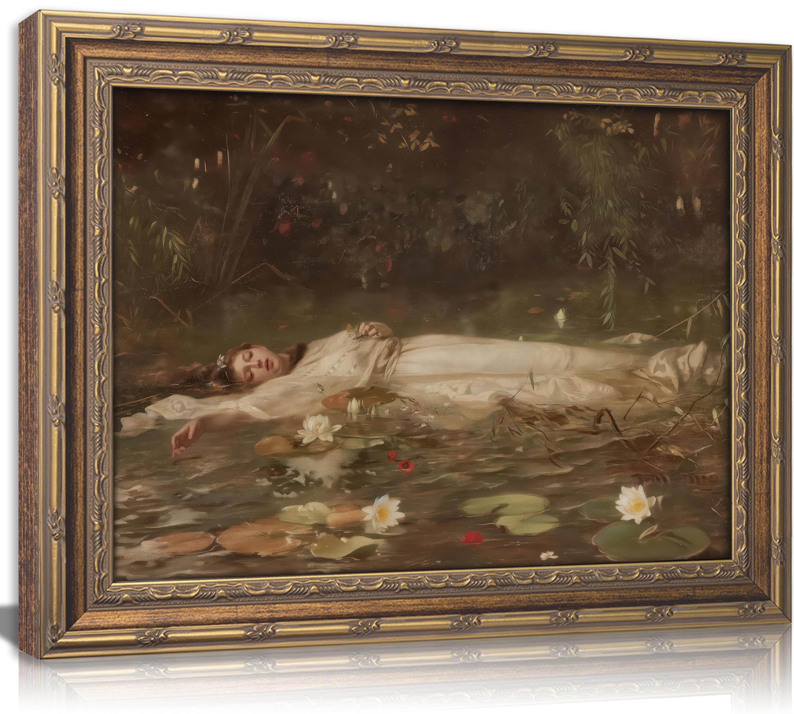 WWN Vintage Bathroom Canvas Wall Art Victorian Funky Woman in Bathtub Picture Wall Decor Trendy Champagne Bar Cart Decor Painting Poster Print for Bathroom Toilet Bar Home Decor,16x24in Wrapped Canvas