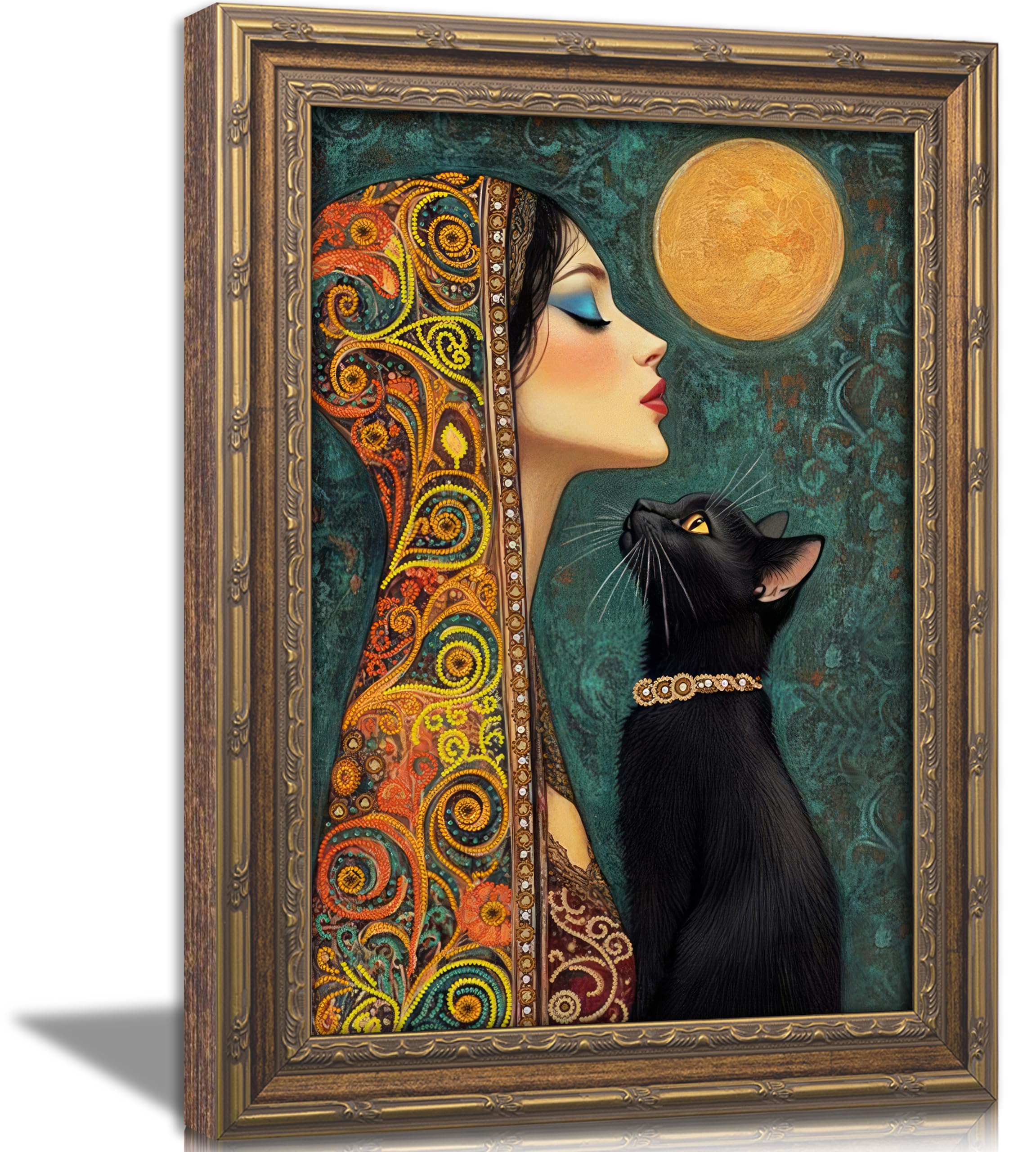 WWN Vintage Bathroom Canvas Wall Art Victorian Funky Woman in Bathtub Picture Wall Decor Trendy Champagne Bar Cart Decor Painting Poster Print for Bathroom Toilet Bar Home Decor,16x24in Wrapped Canvas
